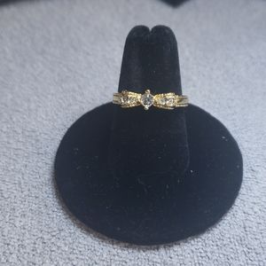 Gold and crystal bow tie ring